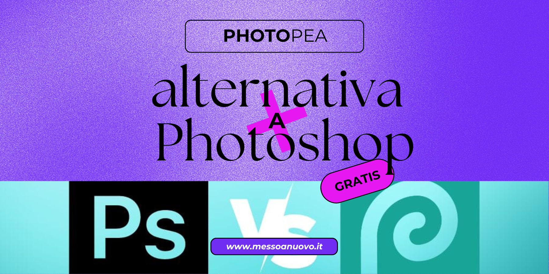 **Testo alternativo (alt text) in italiano:**
Photopea: alternativa gratis a Photoshop per il fotoritocco nel 2024.
