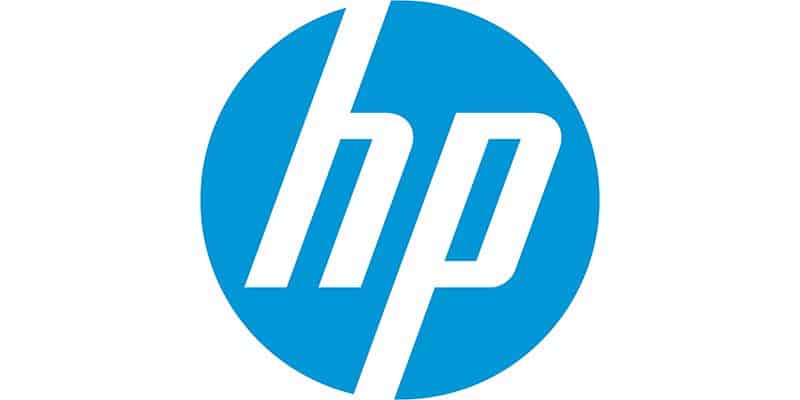 **Alt text (in Italian):**
Logo HP, simbolo del dominio nel mercato informatico nuovo e ricondizionato.