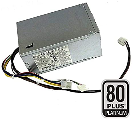 Alimentatore HP ricondizionato 80 Plus Platinum per PC desktop, cavi e connettori visibili.