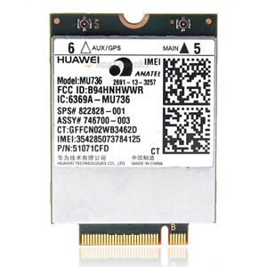 Scheda Huawei MU736 modem LTE per notebook, componente hardware su sfondo bianco Messoanuovo.it