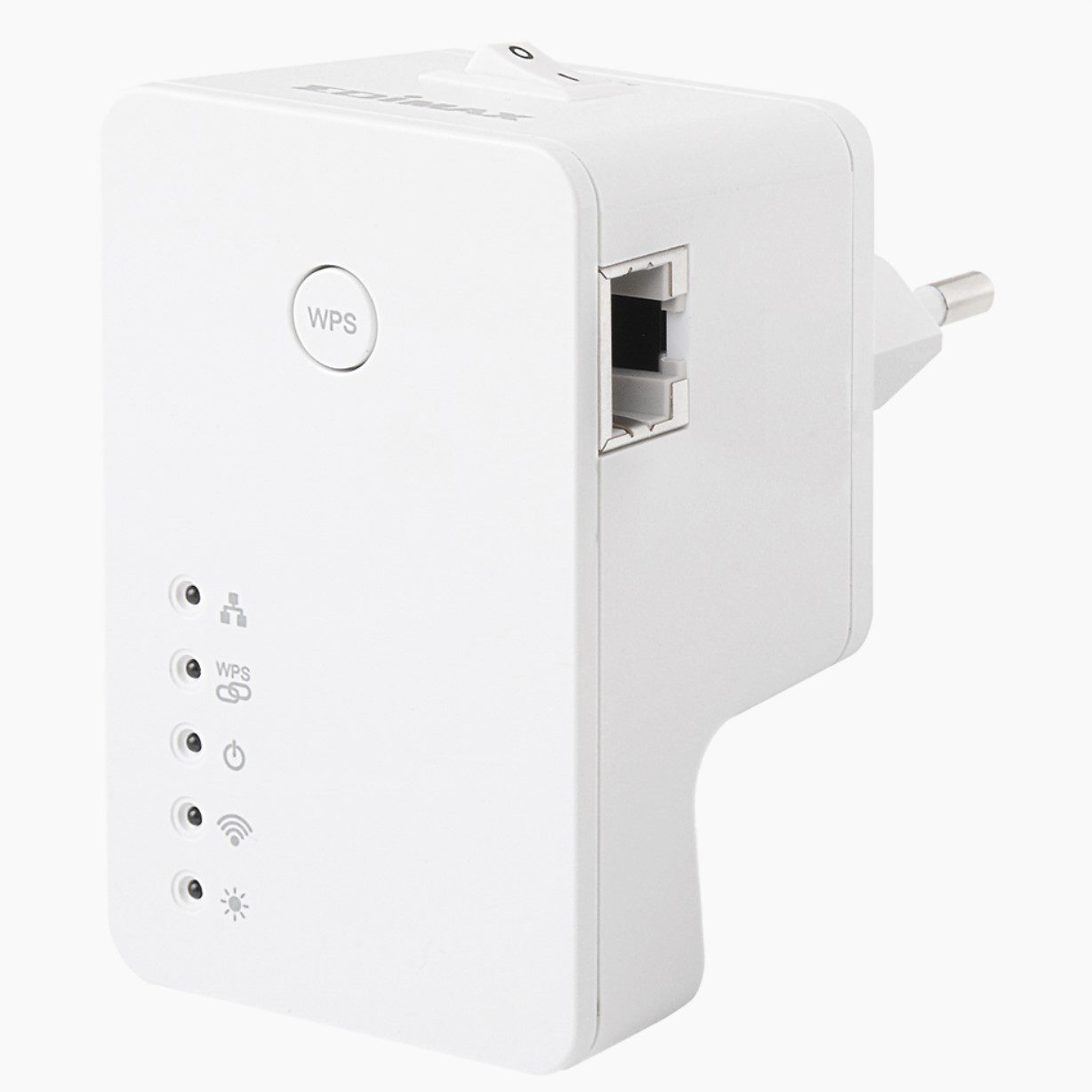 Ripetitore WiFi Edimax bianco con porta Ethernet, tasto WPS e indicatori LED, Messoanuovo.it