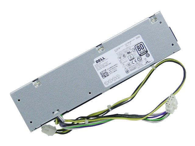 Alimentatore Dell 80 Plus per PC desktop ricondizionati, cavi e connettori visibili, Messoanuovo.it