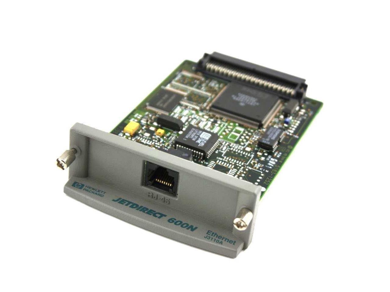 Scheda di rete HP JetDirect 600N Ethernet RJ-45 per stampanti, su sfondo bianco, Messoanuovo.it