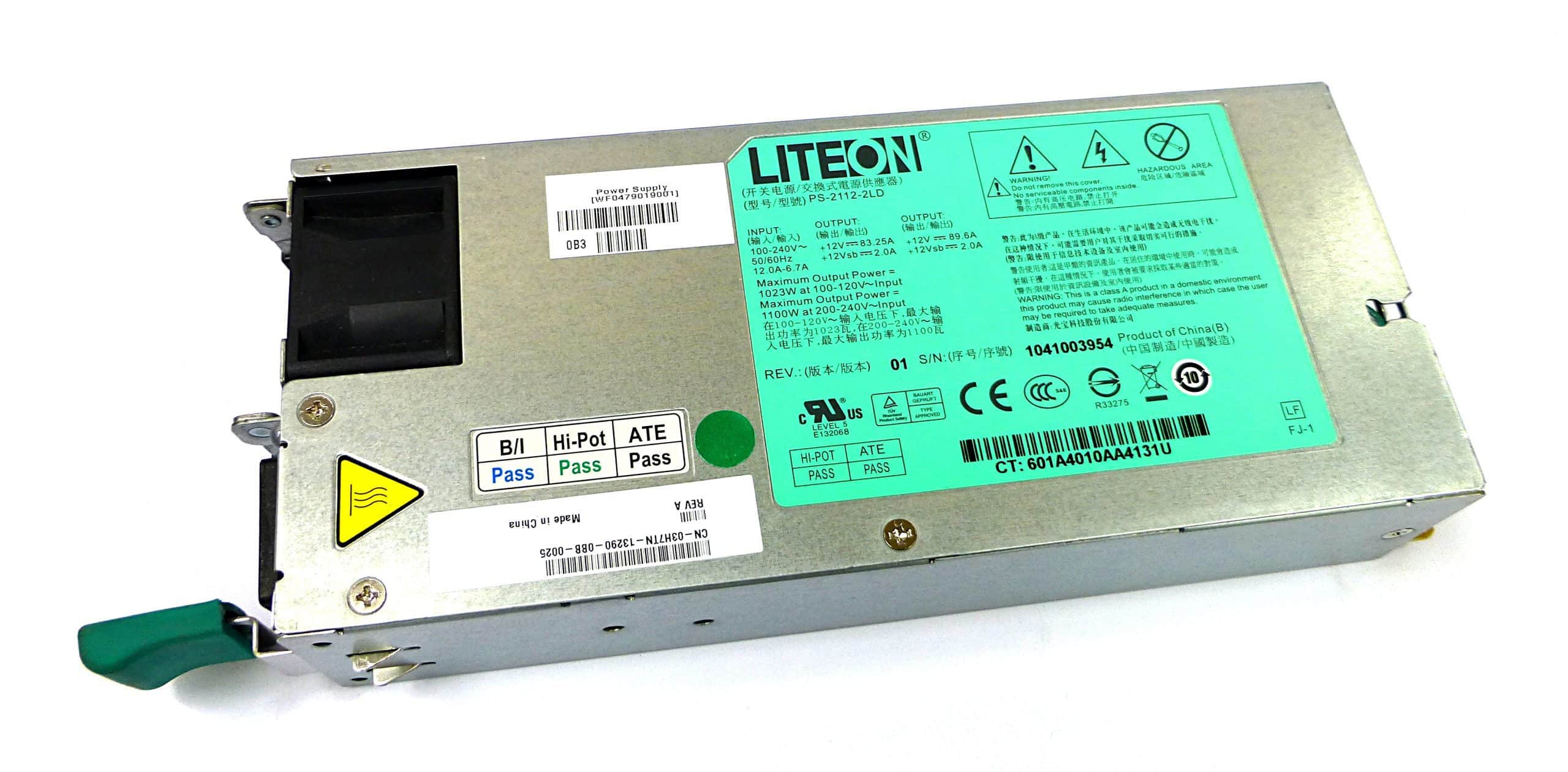 Alimentatore LiteOn per server o workstation, etichetta tecnica visibile, vendita Messoanuovo.it