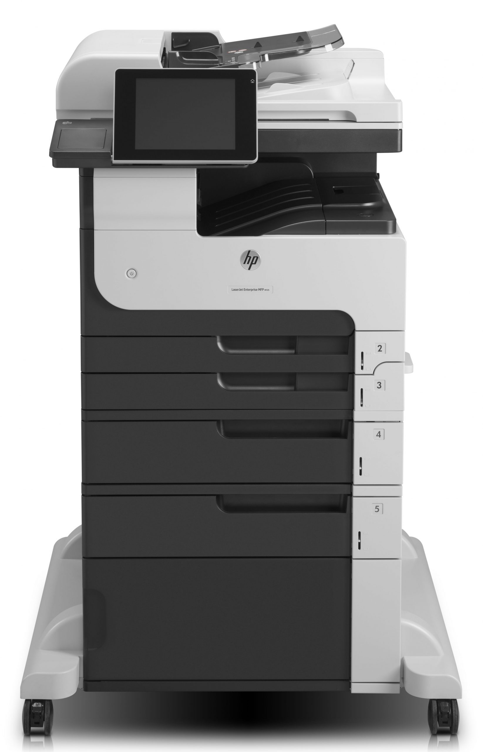 Stampante multifunzione HP LaserJet Enterprise MFP su ruote, vista frontale, Messoanuovo.it