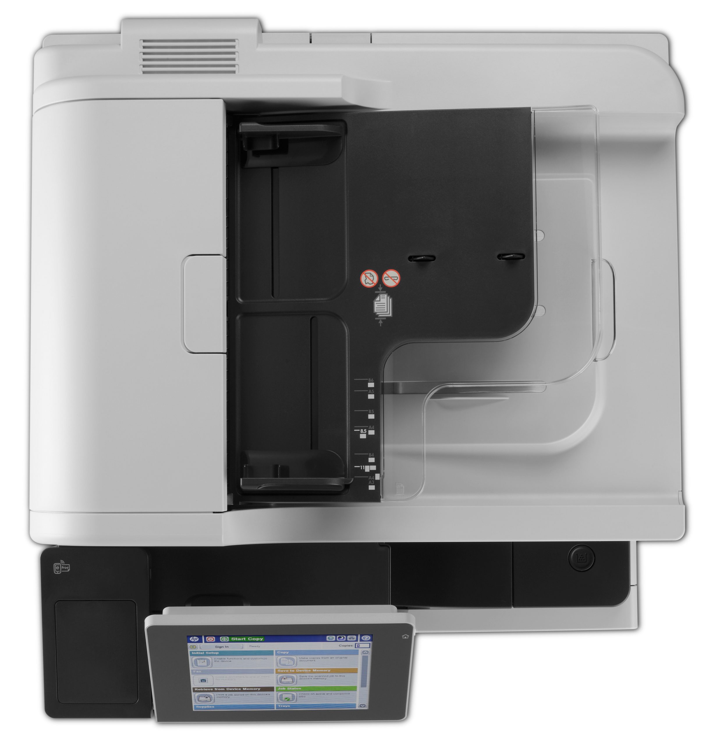 Stampante multifunzione laser professionale con touchscreen, vista dall’alto, Messoanuovo.it