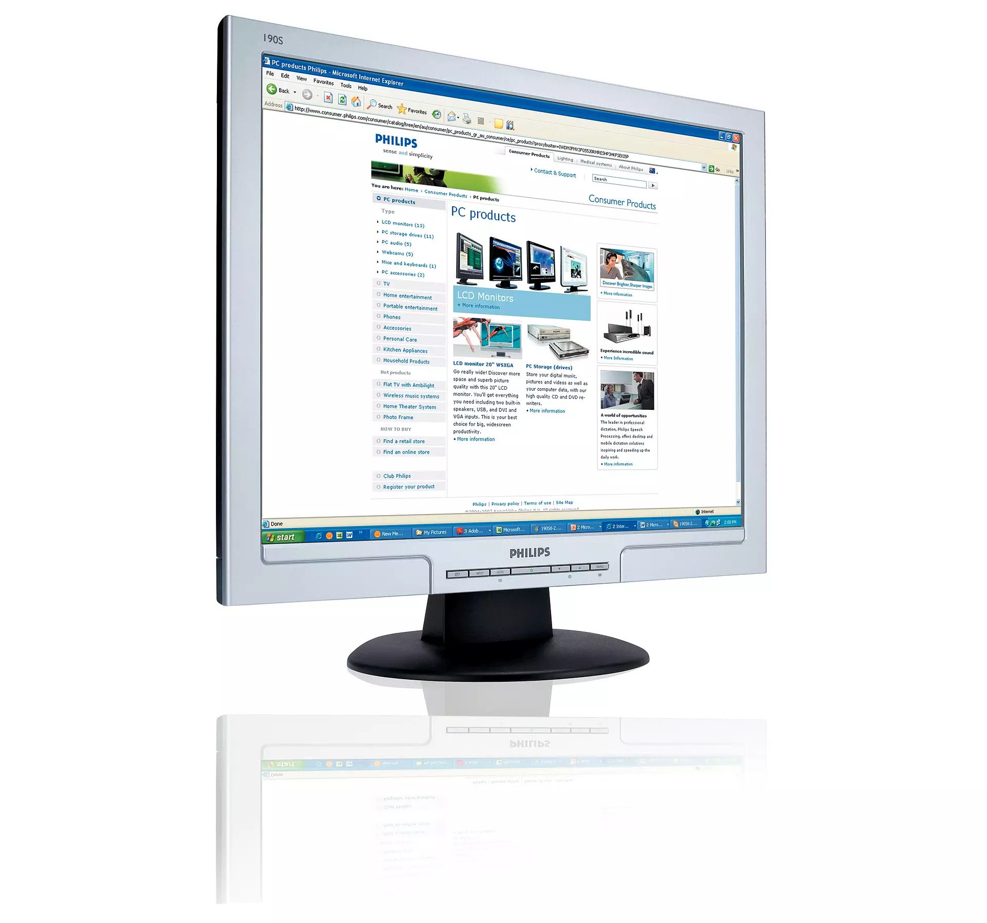Philips 190S Monitor LCD 19" Pollici 1280x1020 Contrasto 800:1 Luminosità 300  cd/m² Tempo di risposta 5 ms VGA DVI-D