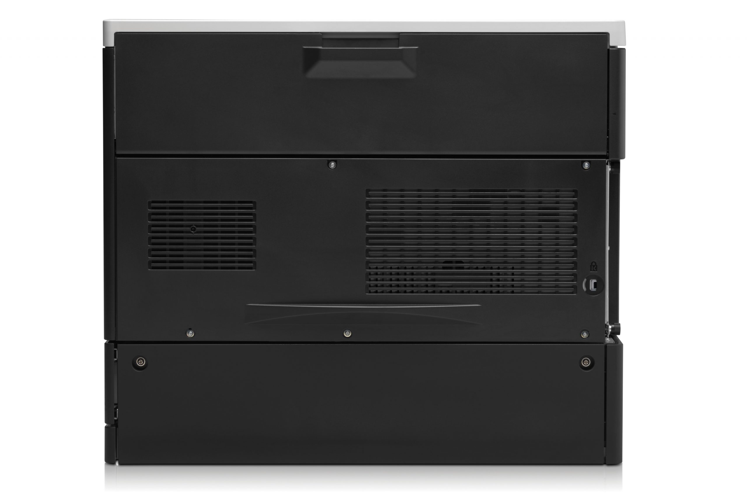 Retro di una stampante laser multifunzione professionale su sfondo bianco, Messoanuovo.it