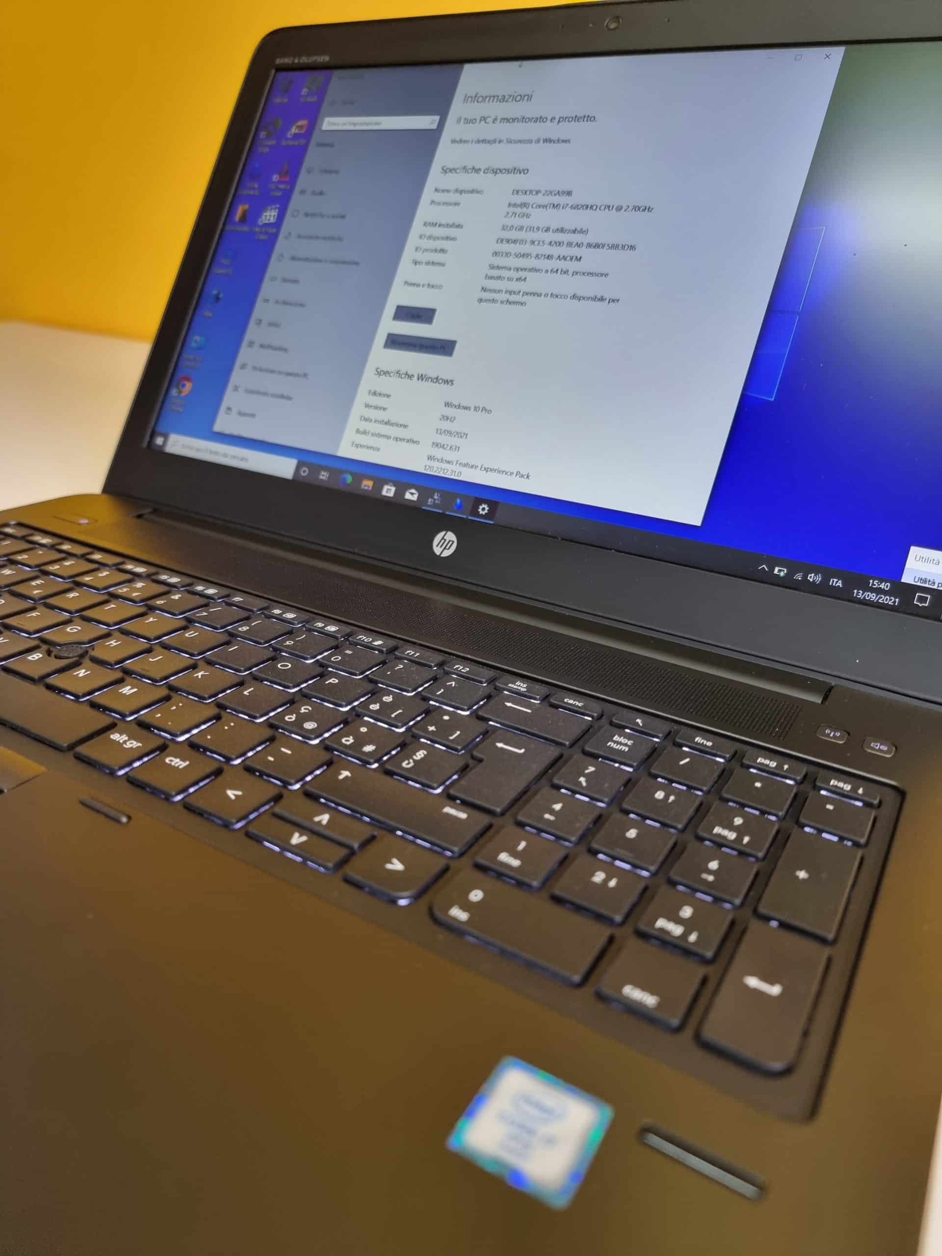 HP ZBook 15 G3 Notebook-WorkStation | 15" Zoll FullHD | Intel Core i7-6820hq 2,7 GHz | 32 GB RAM | 512 GB SSD | Nvidia Quadro M1000 | Italienische Tastatur mit Hintergrundbeleuchtung | Windows 10 Pro