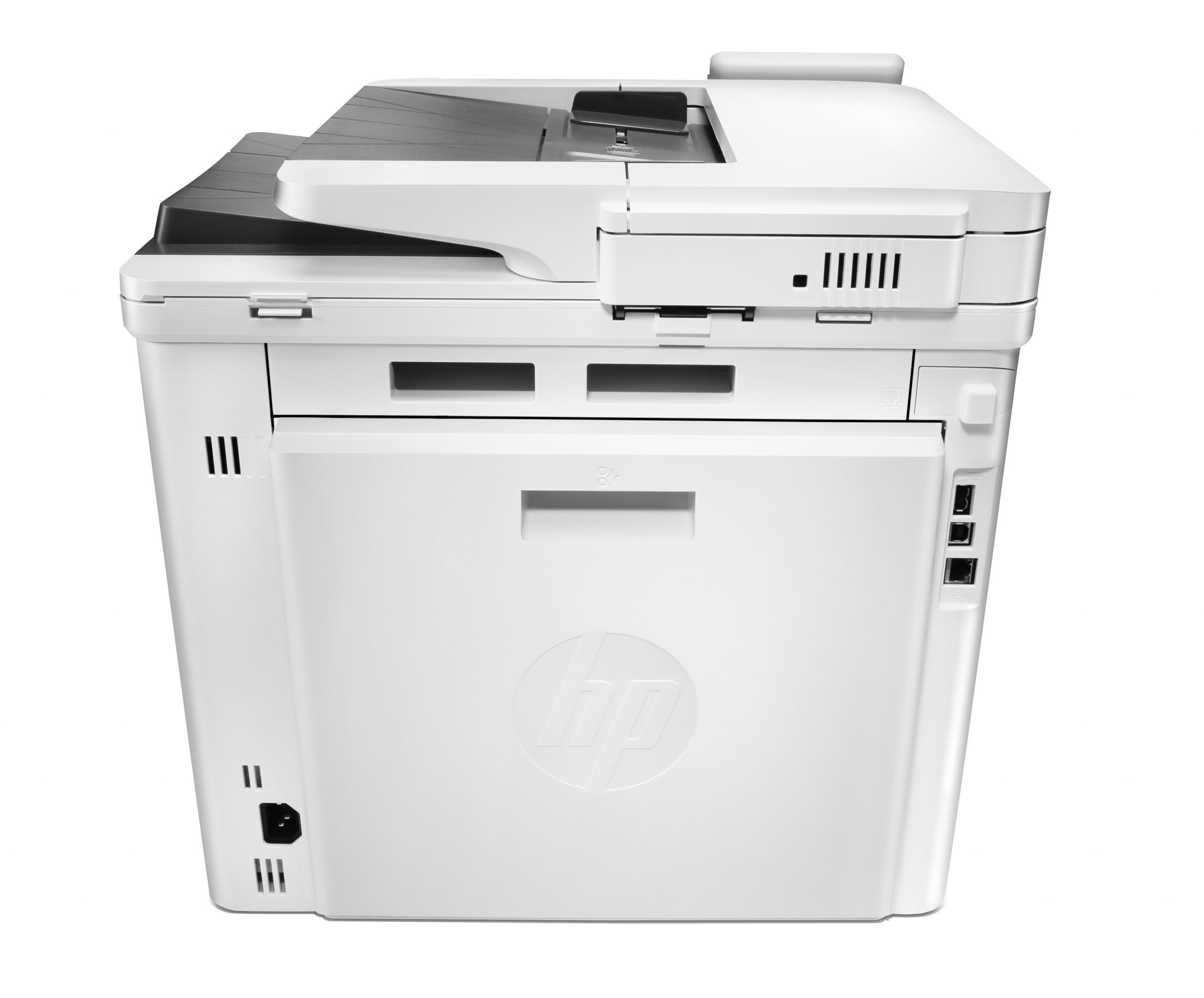 Stampante multifunzione HP laser bianca vista laterale, offerta su Messoanuovo.it