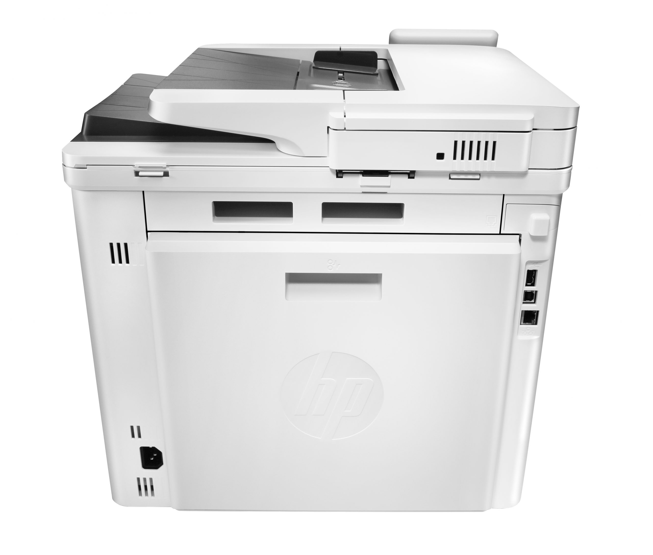 Stampante multifunzione laser bianca HP, vista laterale, in vendita su Messoanuovo.it