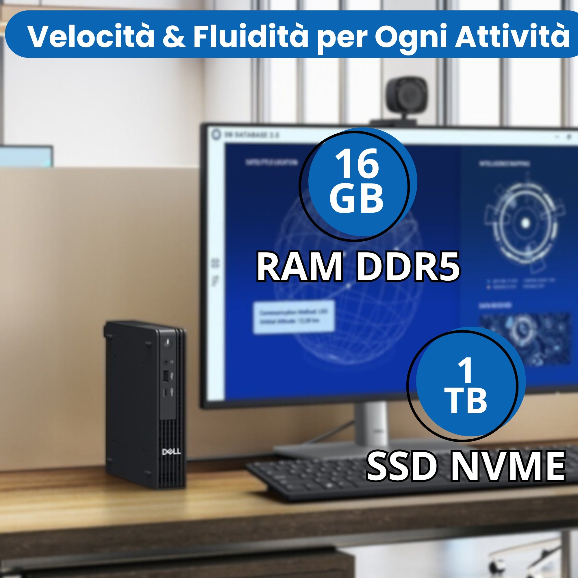 Dell Pro QCM1250 Micro con 16GB RAM DDR5 e SSD NVMe 1TB, prestazioni elevate per ogni attività lavorativa