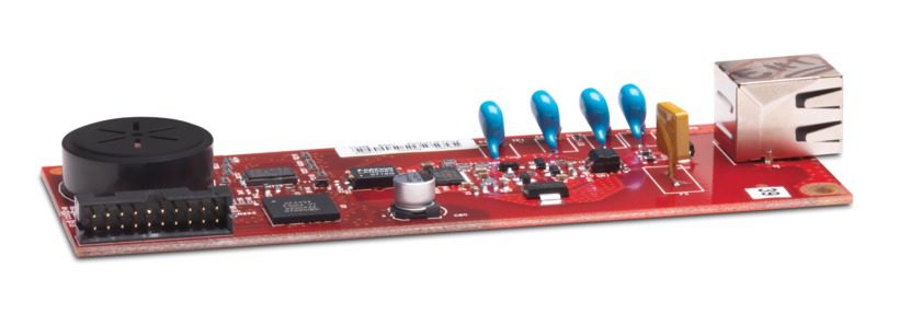 Scheda elettronica rossa per PC ricondizionati e workstation, con porta USB, vista laterale.