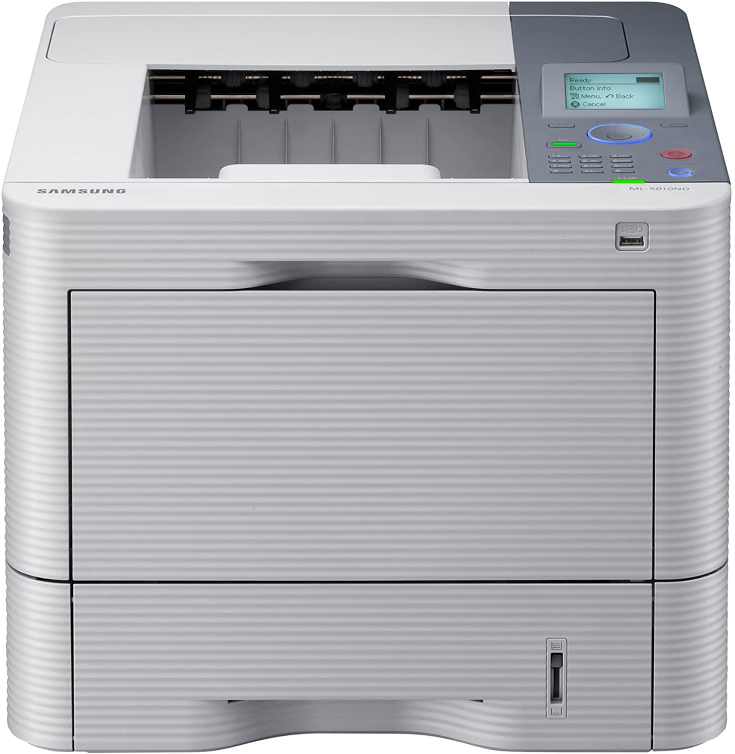 Stampante laser Samsung ML-5010ND grigia in primo piano, disponibile su Messoanuovo.it