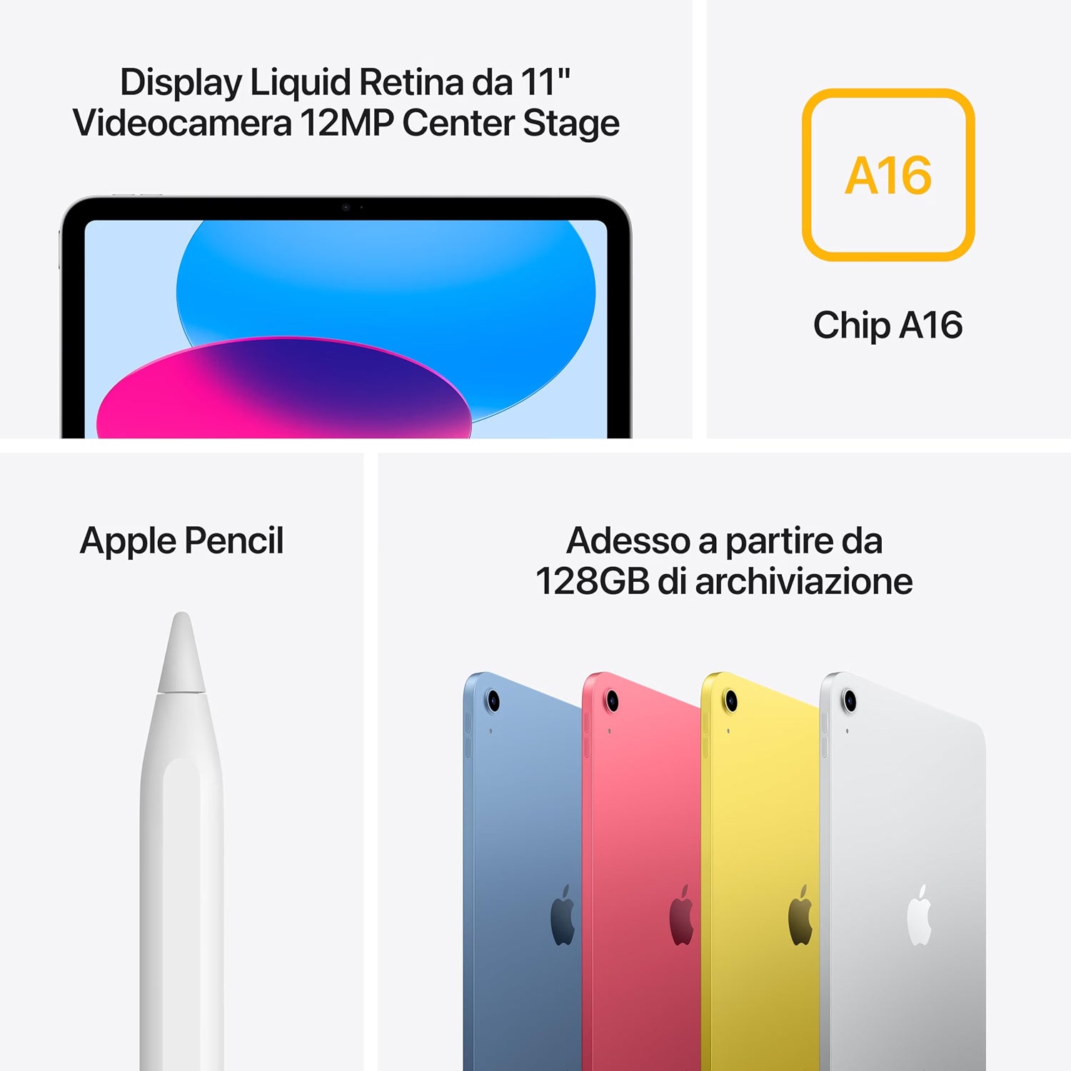 Apple iPad 11'' Retina (A16) 128GB Wi-Fi 6 - Nuovo