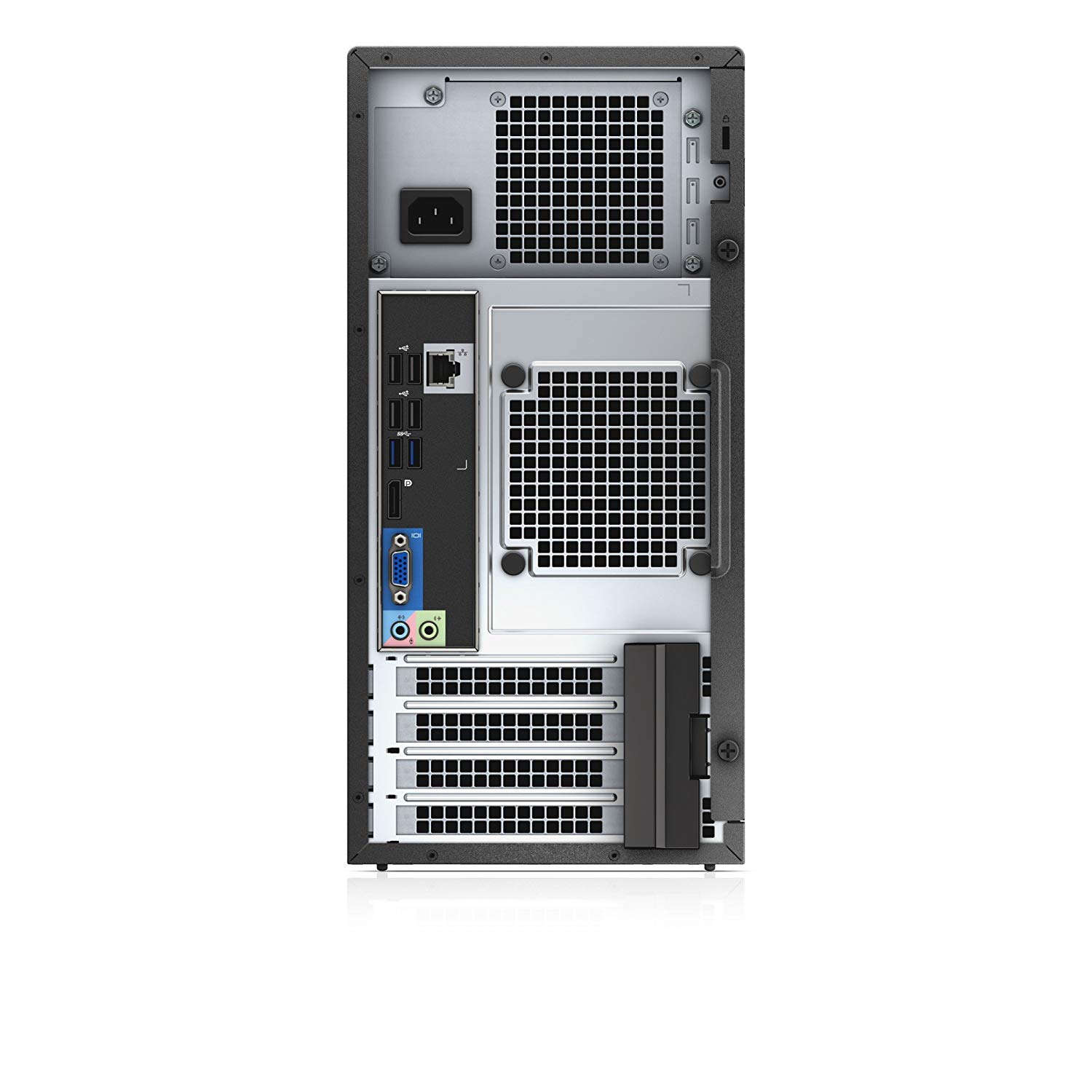 Retro di un PC desktop ricondizionato con porte USB, VGA e slot di espansione, Messoanuovo.it