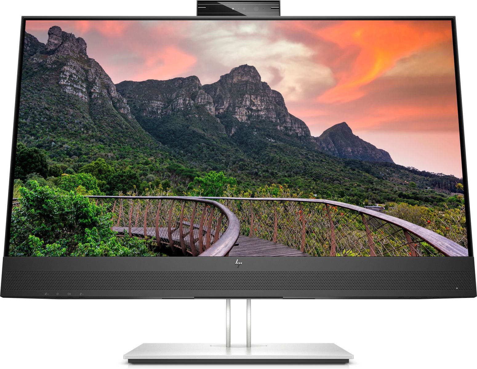 Monitor HP E27m G4 27 pollici 4K con cornice sottile e webcam integrata, ideale per il bundle HP EliteDesk Mini e produttività avanzata.