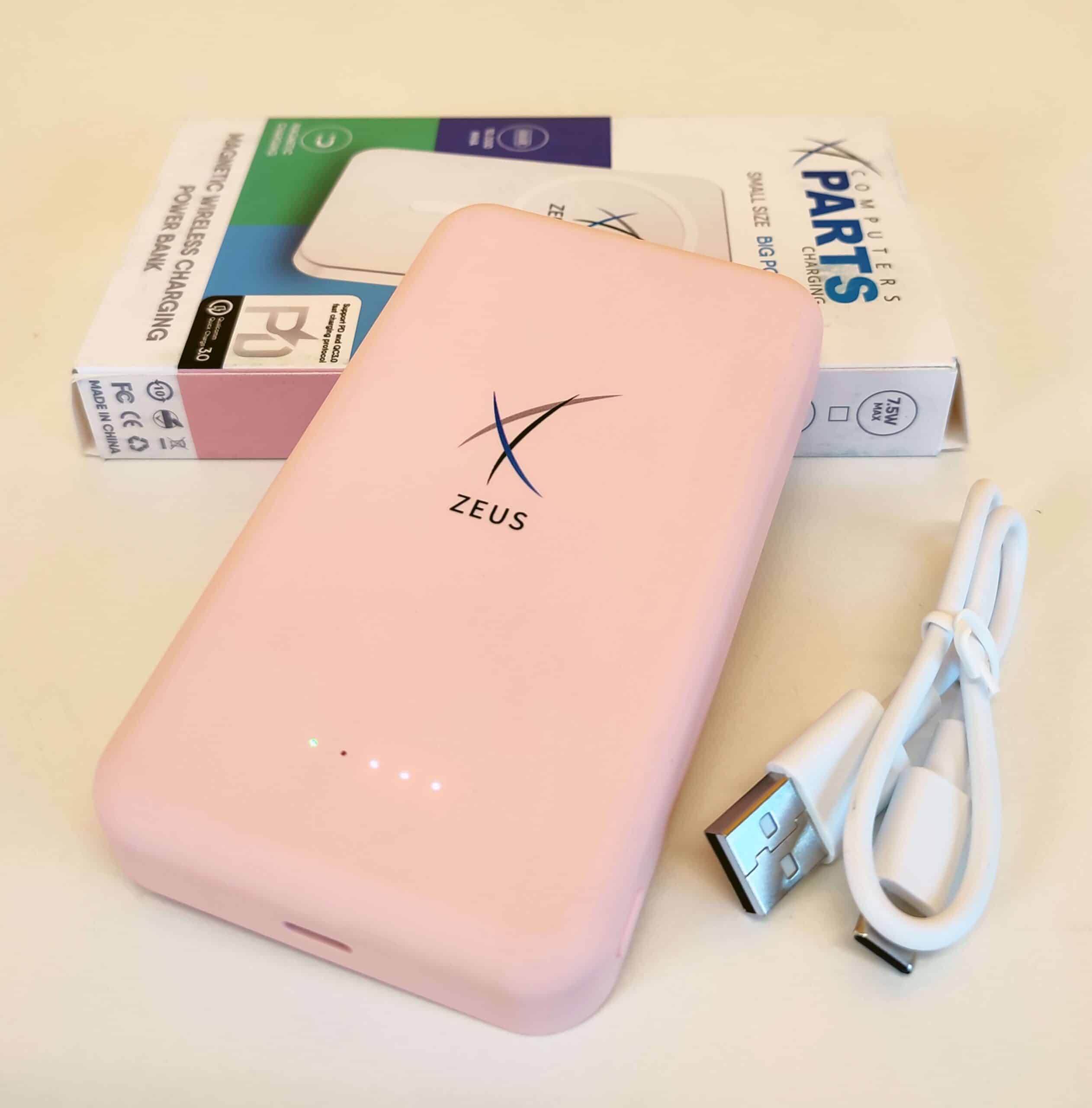 Zeus Power Bank MagSafe 10,000 mAh Wireless Charging Qualcomm Quick Charge 3.0 Compatible with Iphone Samsung Xiaomi Huawei