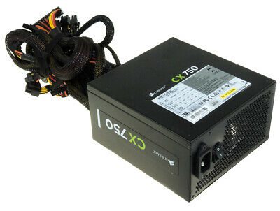 Corsair CX750 alimentatore ATX 750W per PC gaming, cavi inclusi, vista laterale