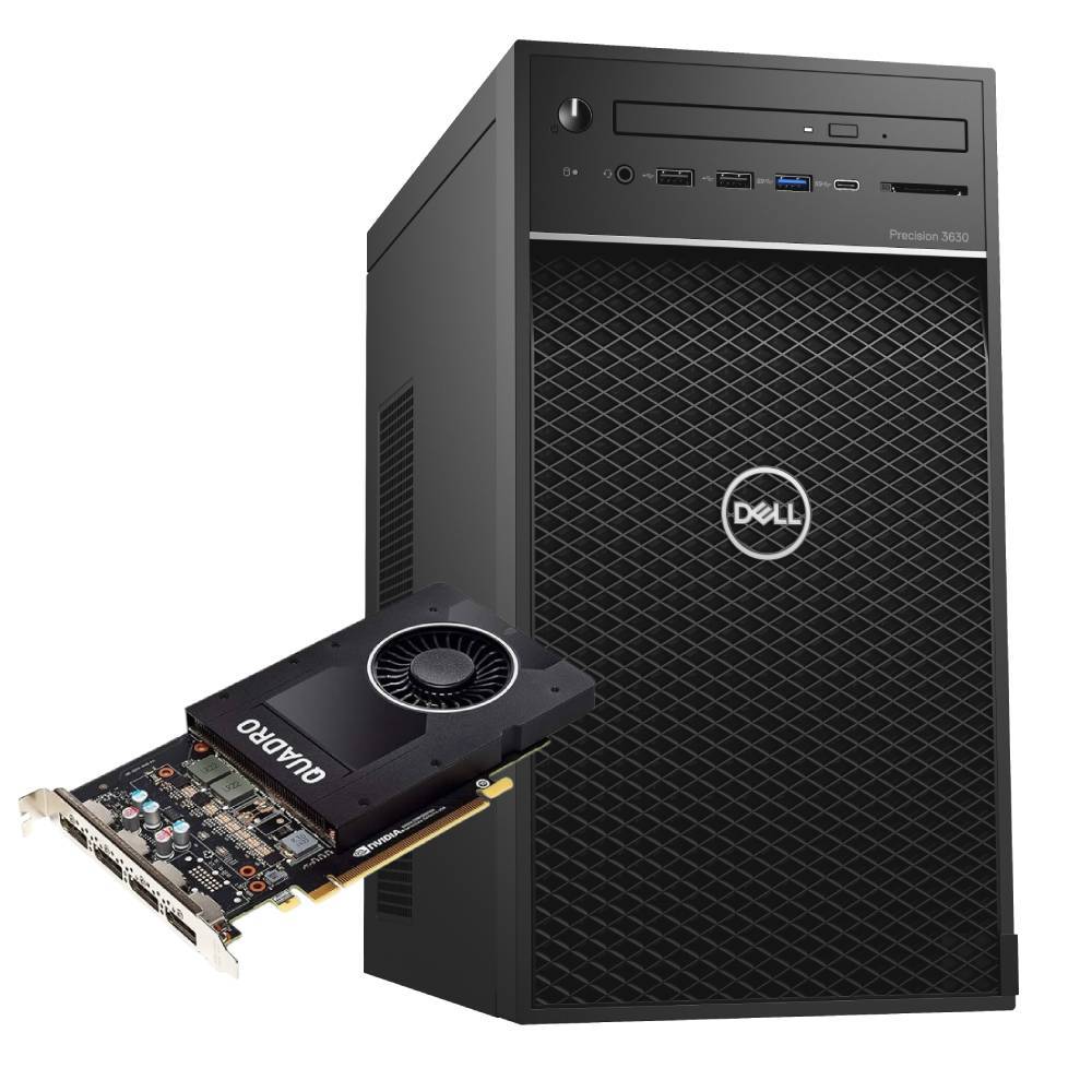 Workstation DELL Precision 3630 con scheda grafica NVIDIA Quadro P2000, ideale per professionisti IT e applicazioni CAD ad alte prestazioni.