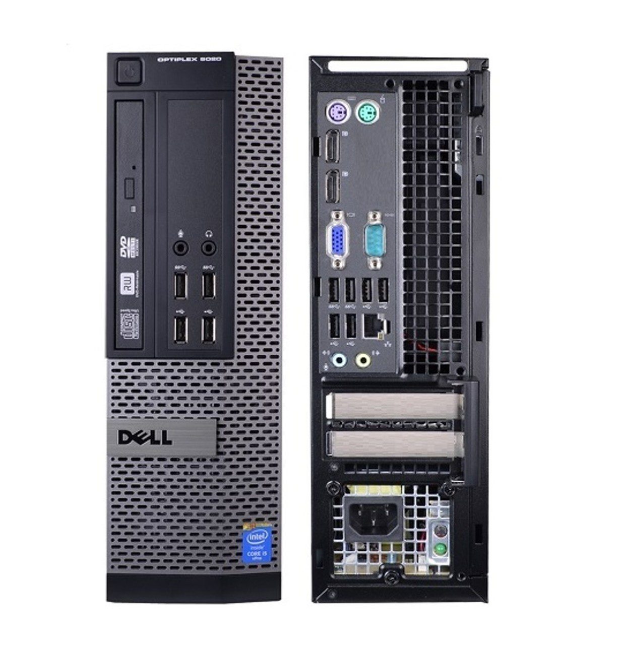 PC desktop ricondizionato Dell Optiplex 9020 SFF, porte anteriori e posteriori in dettaglio