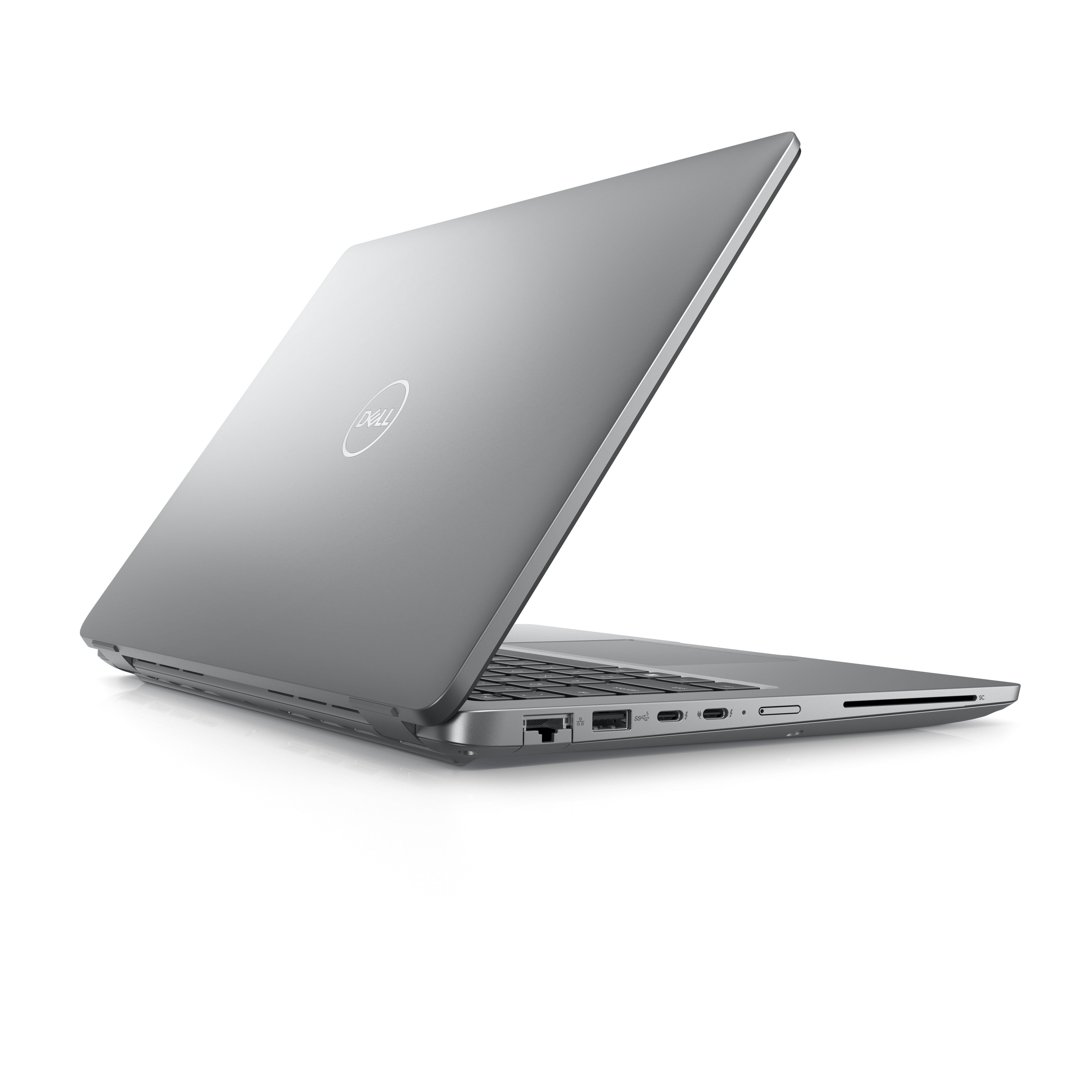 Dell Latitude 5440 Ricondizionato - vista posteriore tre quarti con logo Dell, RJ45 e porte USB-C