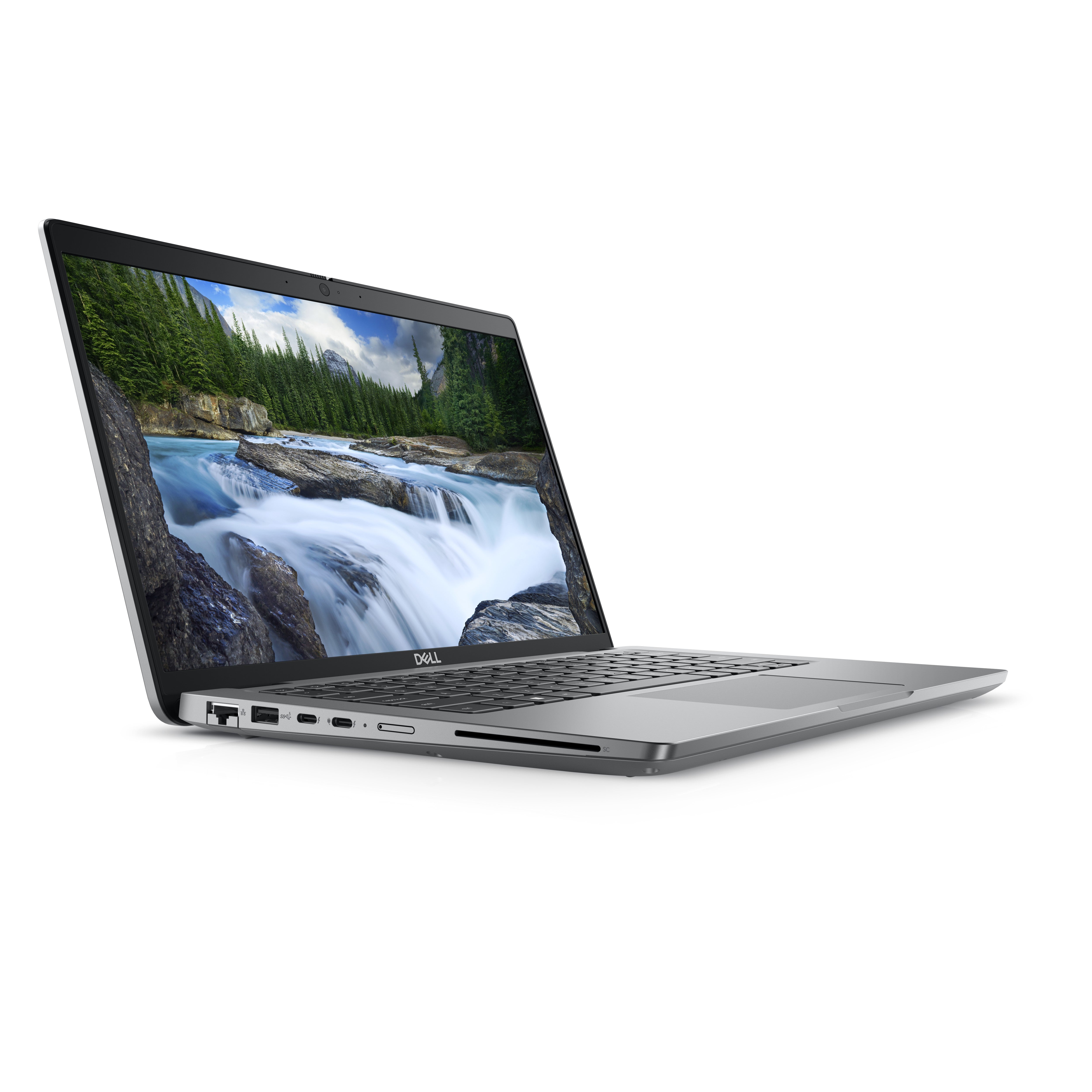 Dell Latitude 5440 Ricondizionato - vista laterale con schermo acceso e porte RJ45, USB-C e lettore smart card
