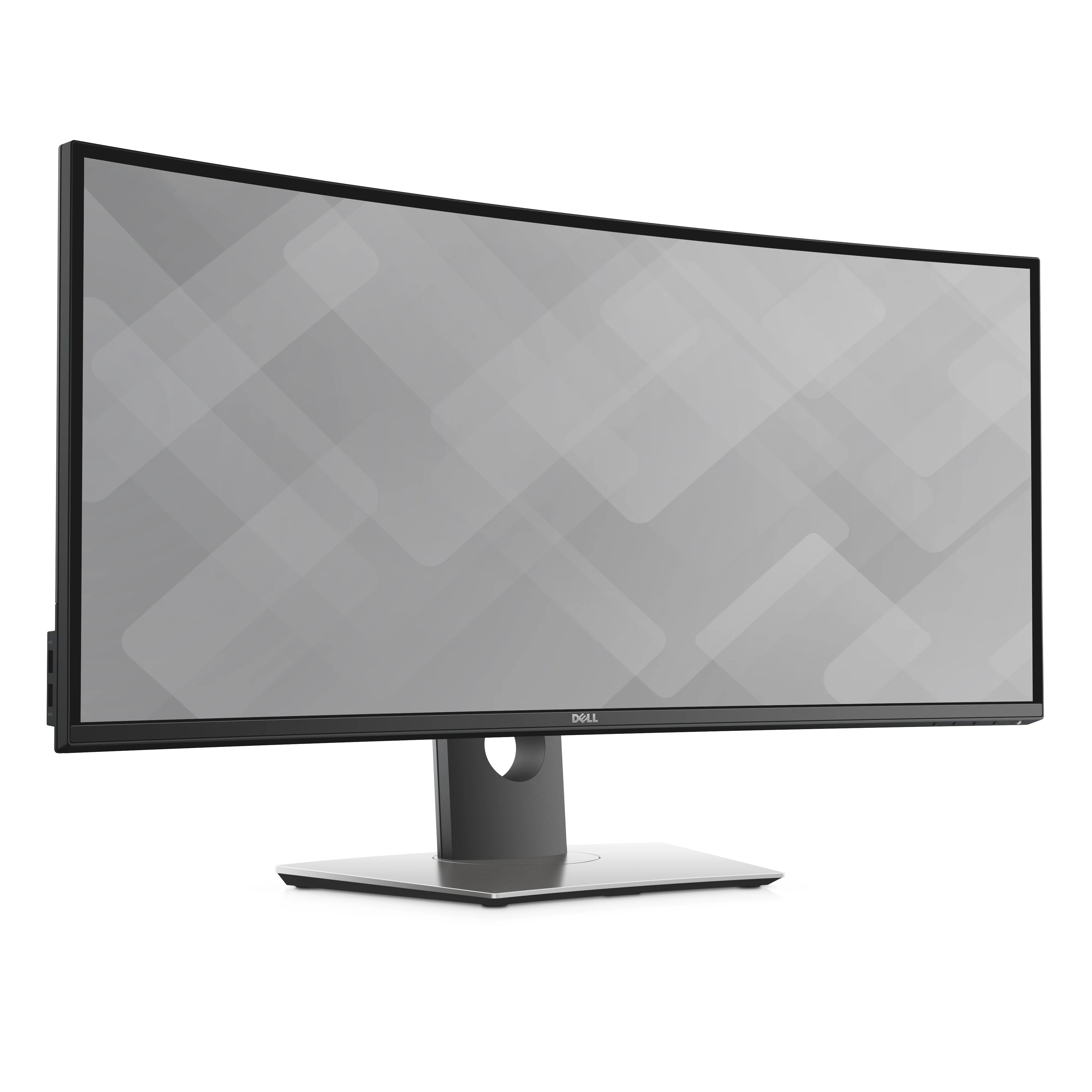 Monitor curvo Dell UltraSharp U3417W 34 pollici ricondizionato vista laterale angolata con supporto ergonomico