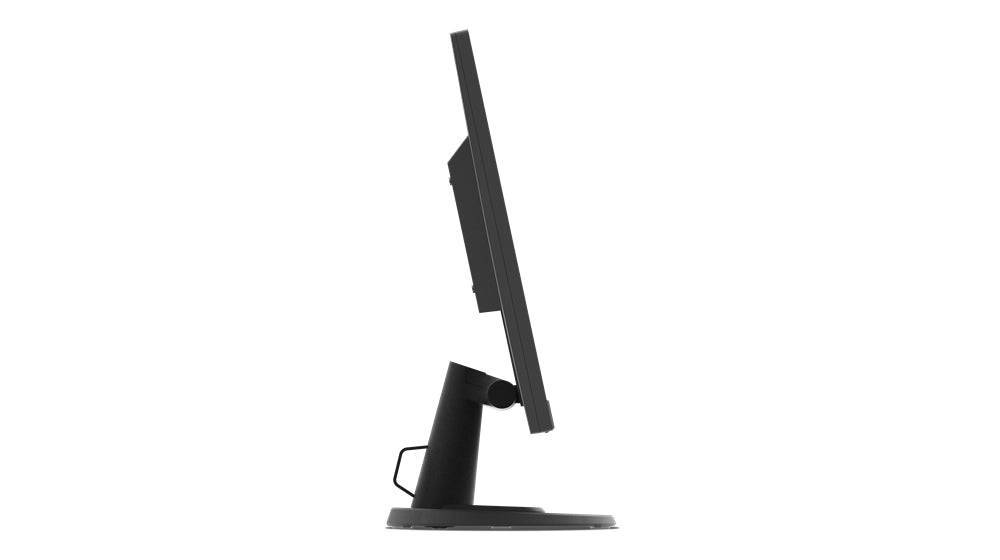 Profilo laterale destro del monitor Lenovo 27'' FullHD con inclinazione regolabile. Perfetto per ergonomia in ufficio.