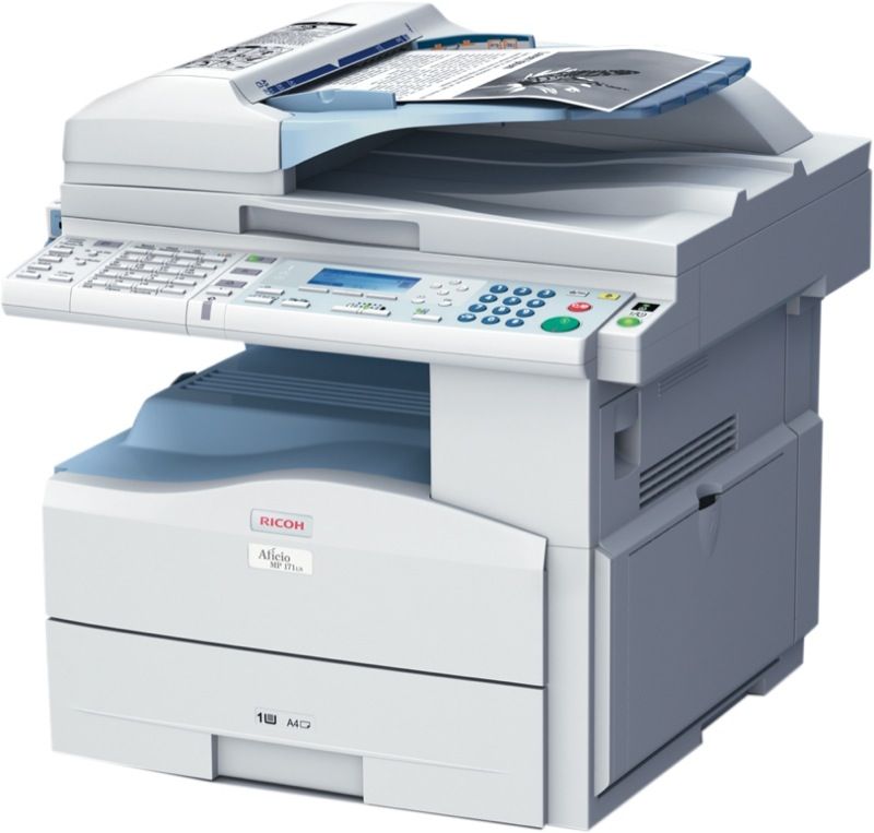 Stampante multifunzione Ricoh laser bianca con documenti, su Messoanuovo.it