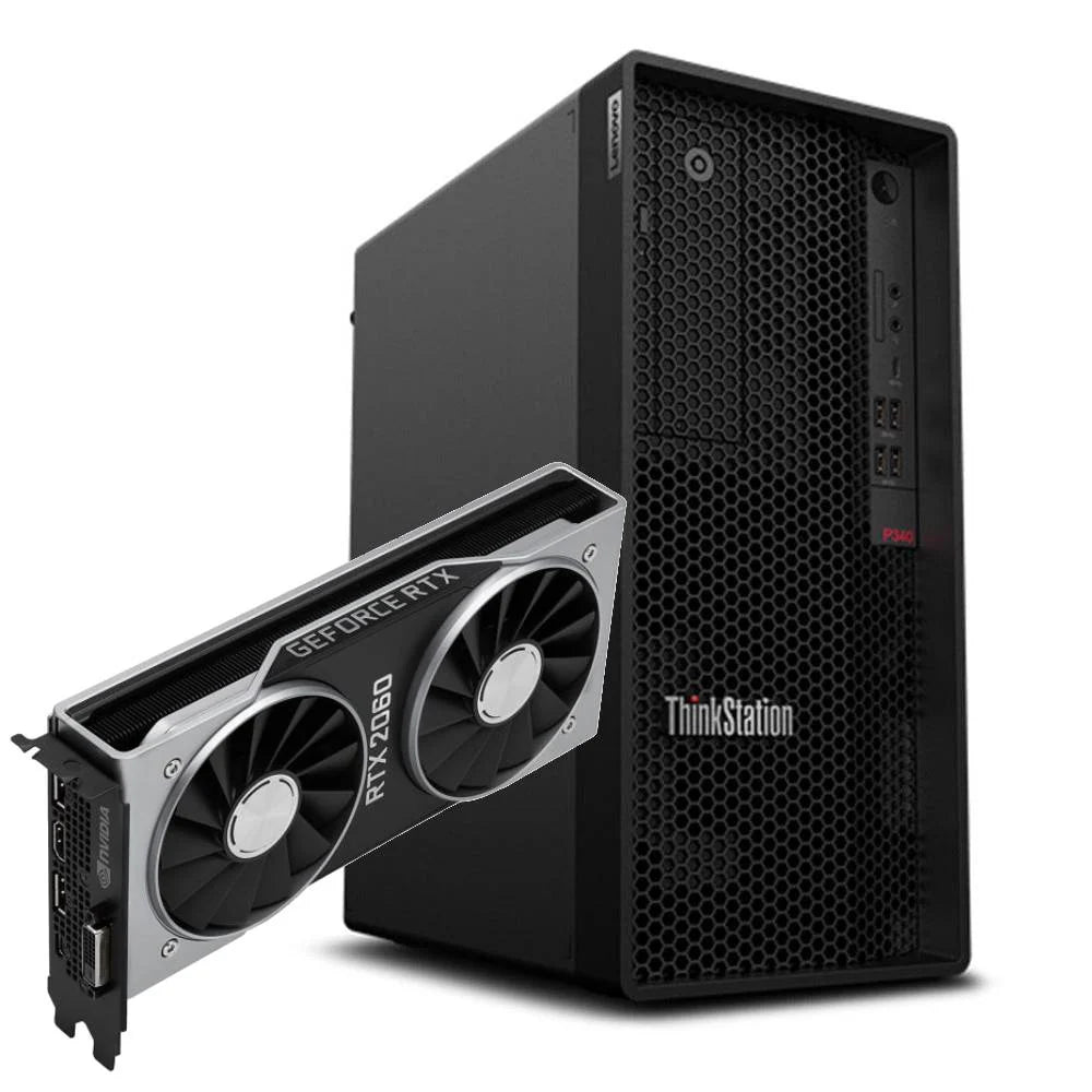 Workstation Lenovo ThinkStation P340 i7 RTX 2060 16GB con scheda grafica dedicata, ideale per grafica e progettazione CAD. Ricondizionato garantito.