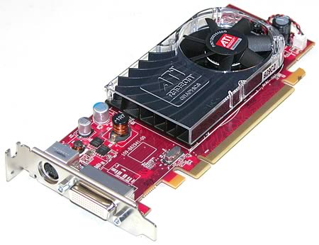 Scheda video ATI Radeon HD 3540 per PC gaming e workstation, vista componente hardware.