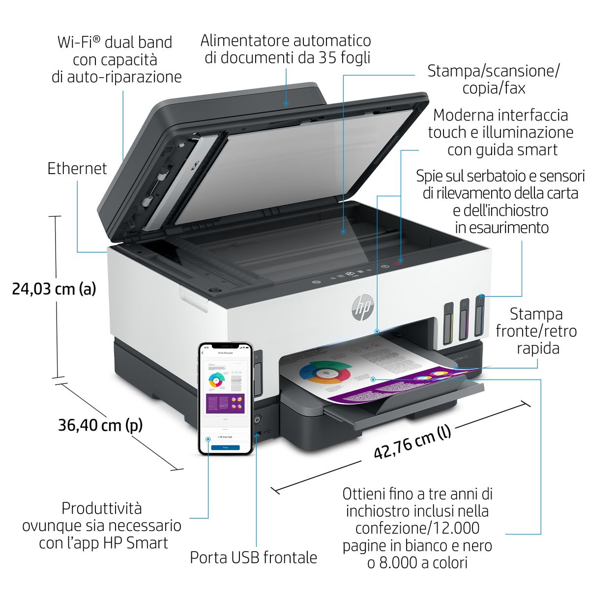 HP INC. SMART TANK 7605 MFP FAX 15/9PPM ETH WIFI FR ADF
