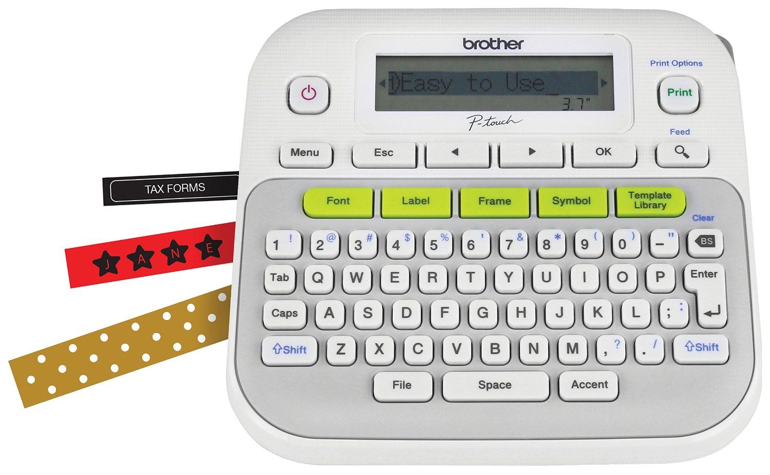 Brother PTD210,DESKTOP NERA,TASTI FUNZIONE,NASTRO TZE INCL