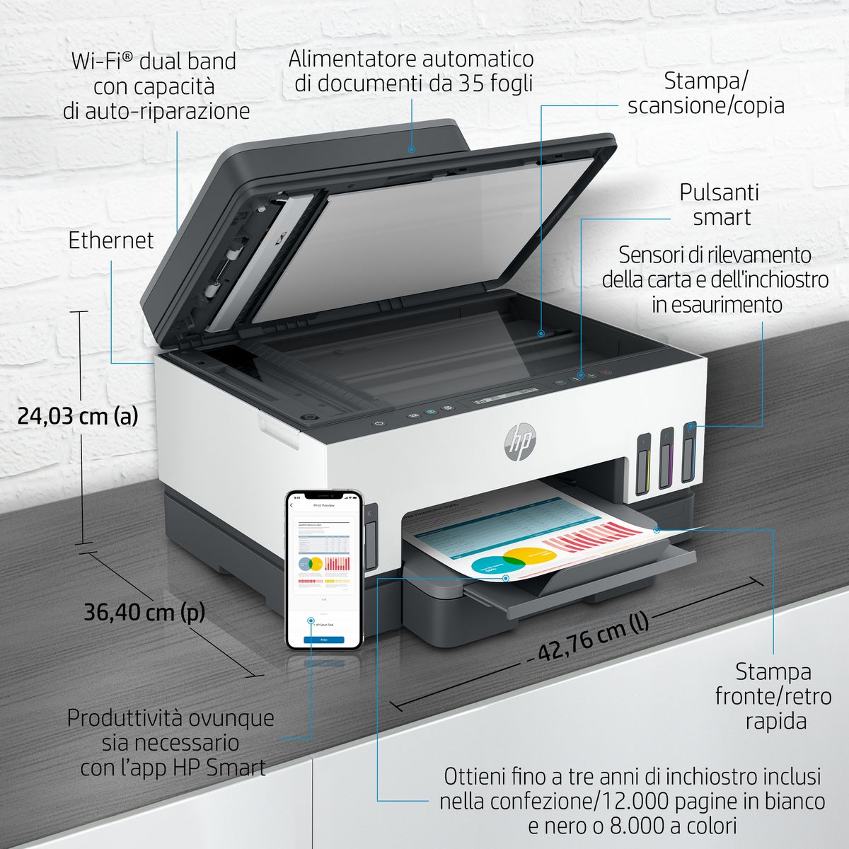 HP INC. SMART TANK 7305 MFP 15/9PPM ETH WIFI FR ADF