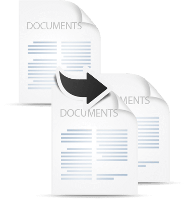 Icona di documenti multipli con freccia, gestione file Messoanuovo.it