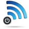 Icona segnale WiFi blu con pulsante accensione, tecnologia pc Messoanuovo.it