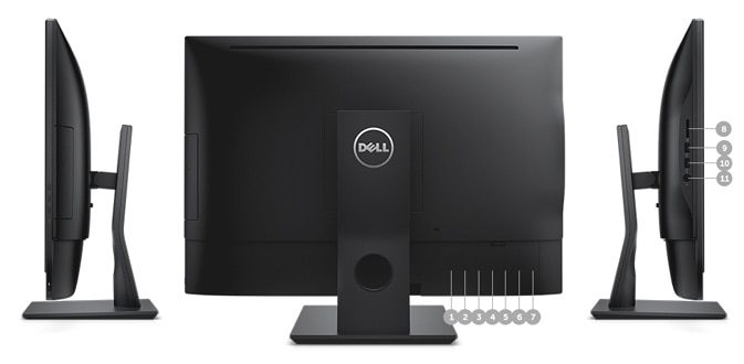 PC All in One Dell Optiplex 7440 visto da diversi angoli, retro e lato, su Messoanuovo.it