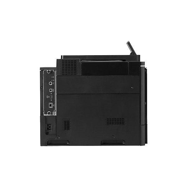 Vista posteriore stampante laser HP M651dn, porte di connessione e design nero, Messoanuovo.it