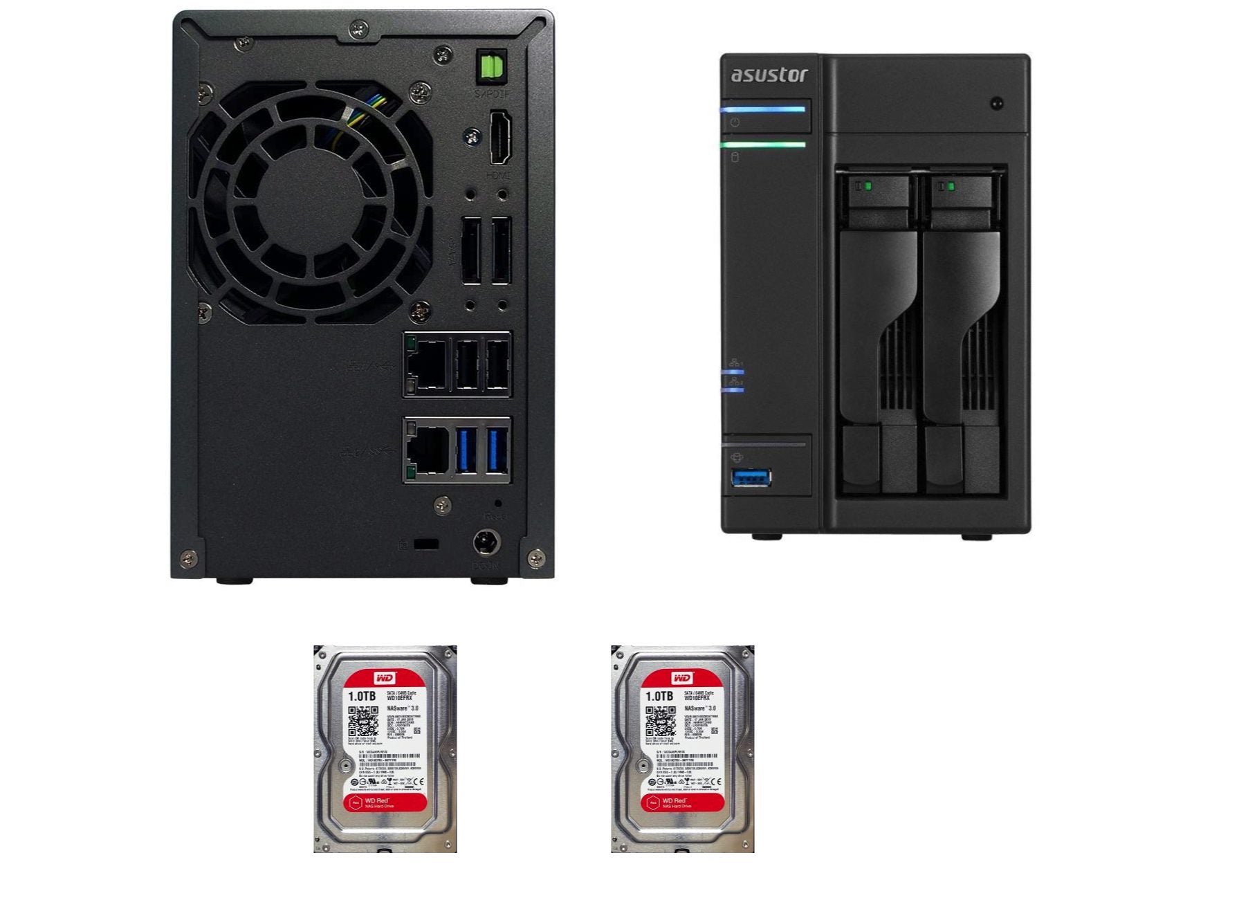 AS6102T NAS COMPLETE WITH TWO WD RED FIXED DRIVES WD10EFRX-68FYTN0 NASWARE 3.0
