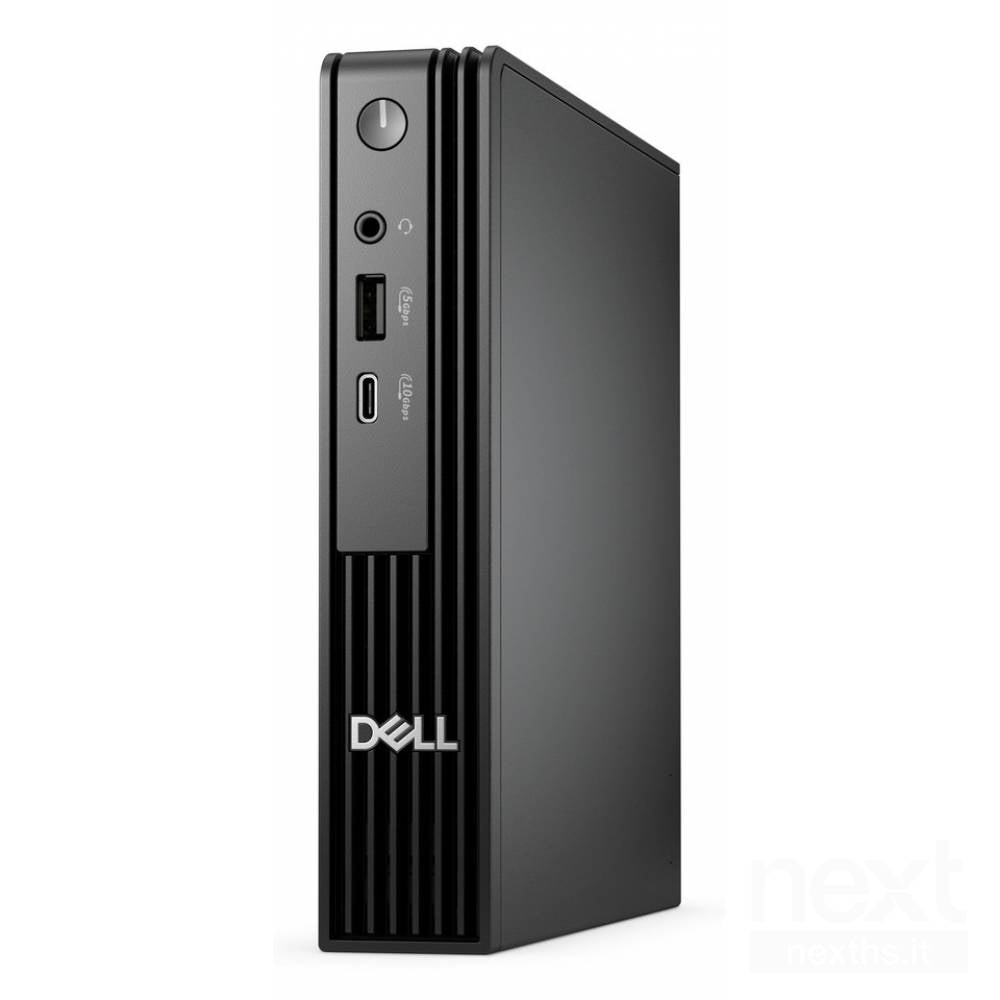 Vista laterale del Dell Pro QCM1250 Micro, design compatto con porte frontali USB e jack audio