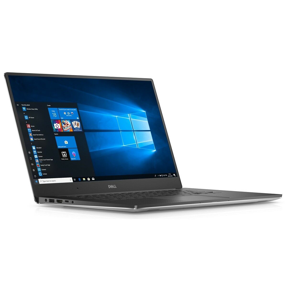 Notebook Dell ricondizionato con Windows 10 in vendita su Messoanuovo.it, vista laterale.