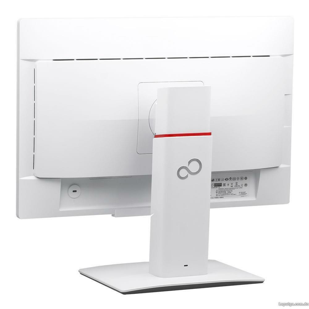 Monitor PC bianco visto da dietro, design moderno, prodotto informatico Messoanuovo.it