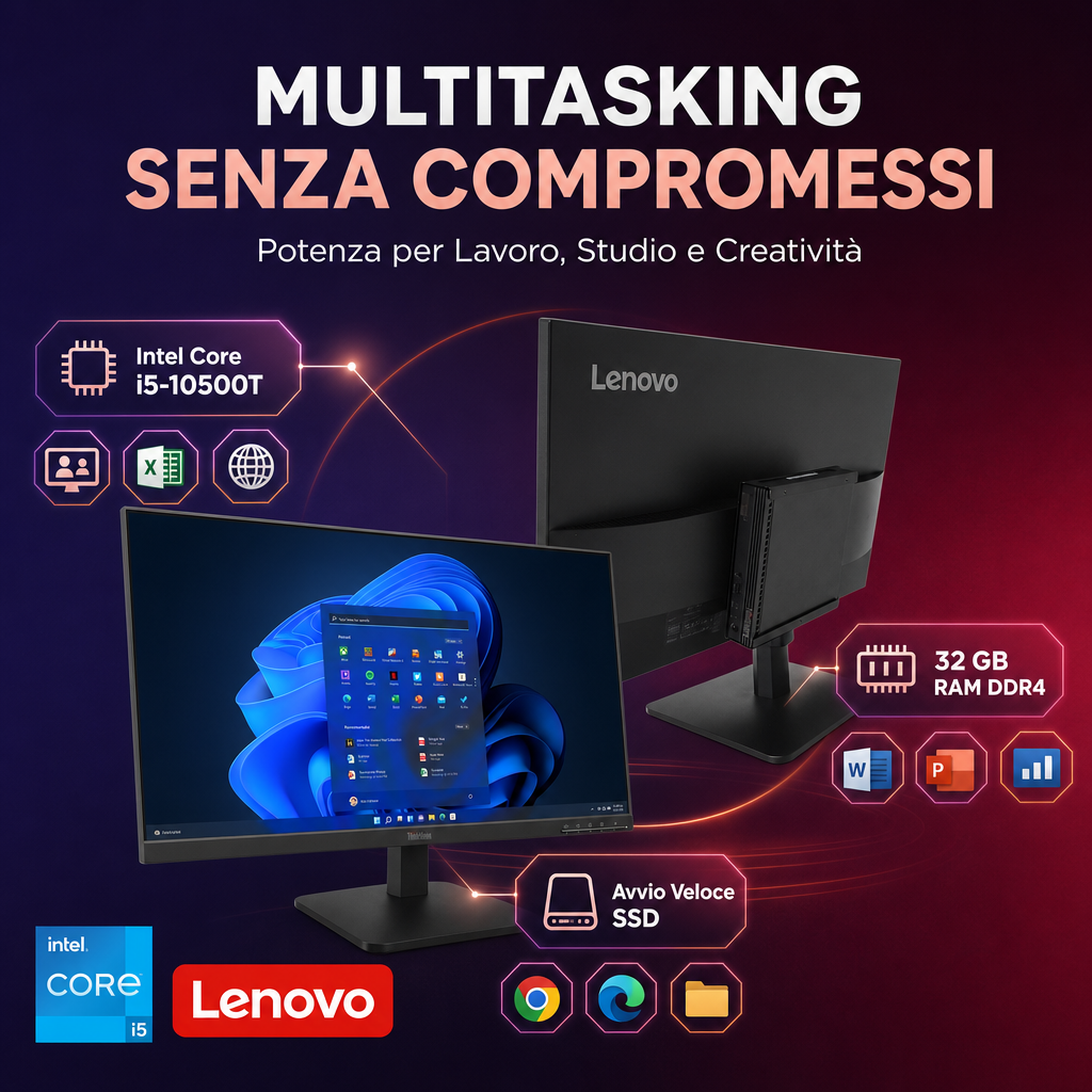 Lenovo All In One 27" ThinkCentre MX0q | Intel Core i5-10500T | RAM 32GB | SSD 512GB Windows 11 Pro Office 2021