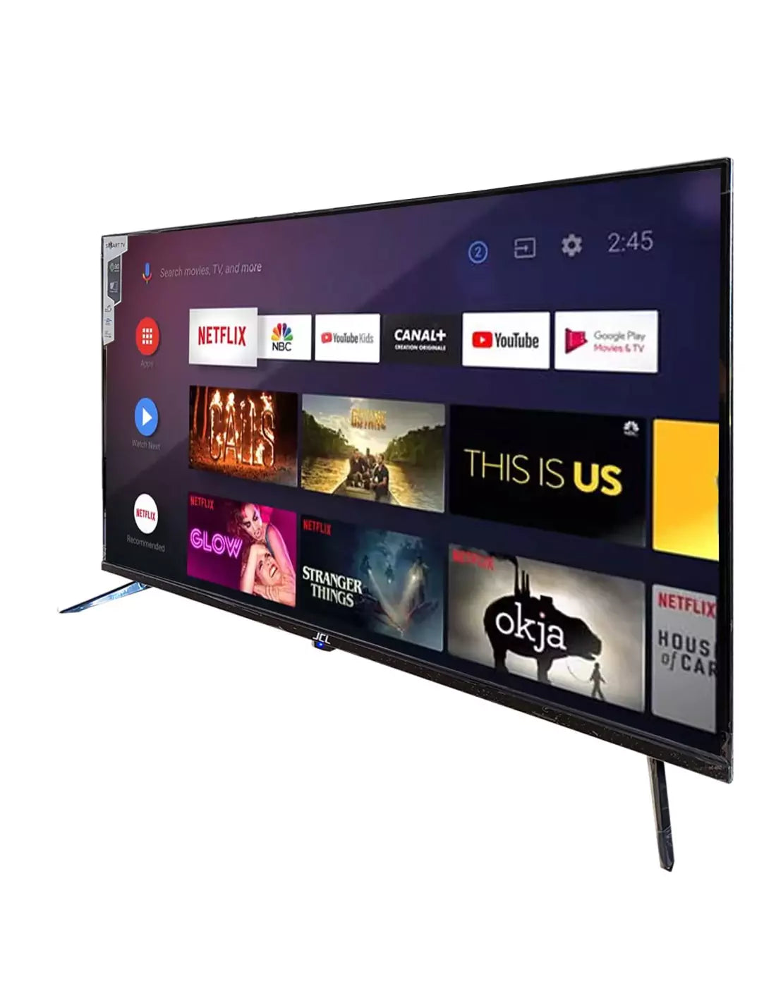 JCL 43UHDS Smart TV 43" LED UHD 4K Android TV 9.0 WiFi DVB-T2 Colori cristallini e sistema operativo Android per una TV 4K senza compromessi