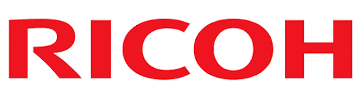 Logo Ricoh rosso su sfondo bianco, stampanti multifunzione su Messoanuovo.it